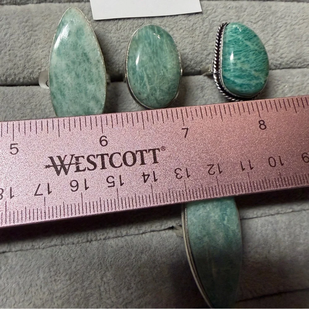 Amazonite and Fluorite Rings